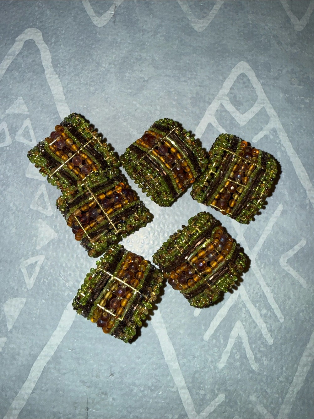 Vintage Pier 1 Beaded Napkin Rings, Set of 6
